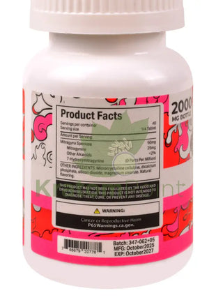 Straight Heat Pink Lemonade Kratom Extract 200mg Tablets 10ct