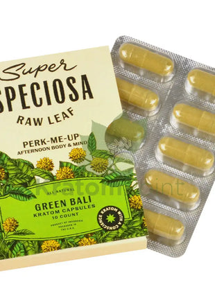Super Speciosa Green Bali Kratom Capsules 1 Pack Of 10 Capsules