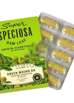 Super Speciosa Green Maeng Da Kratom Capsules 1 Pack Of 10 Capsules