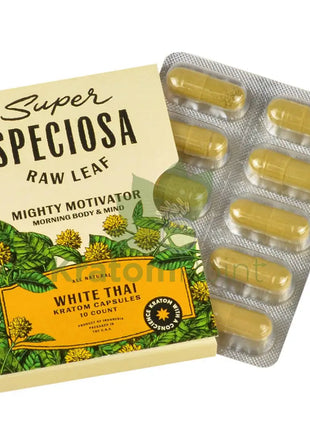 Super Speciosa White Thai Kratom Capsules 1 Pack Of 10 Capsules