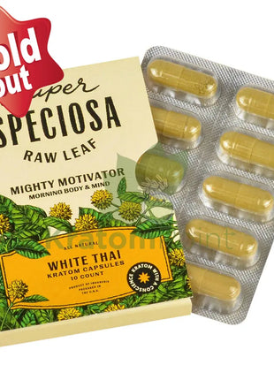 Super Speciosa White Thai Kratom Capsules 1 Pack Of 10 Capsules