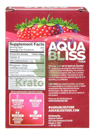 Tusk Aqua Bliss Raspberry Kratom Infused Water Enhancer 300mg