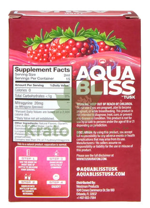 Tusk Aqua Bliss Raspberry Kratom Infused Water Enhancer 300mg