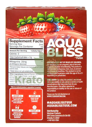 Tusk Aqua Bliss Strawberry Kratom Infused Water Enhancer 300mg