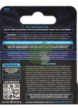 Ultra Seven 7-OH Blue Raspberry Chewable 70mg Tablets 10 Count Hydroxy