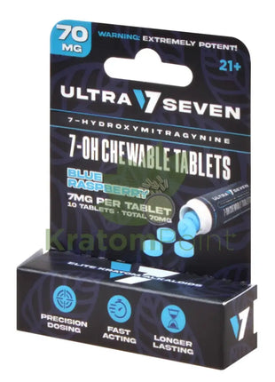 Ultra Seven 7-OH Blue Raspberry Chewable 70mg Tablets 10 Count Hydroxy