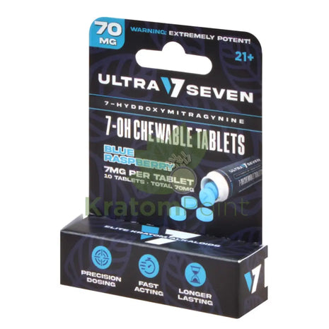 Ultra Seven 7-OH Blue Raspberry Chewable 70mg Tablets 10 Count Hydroxy