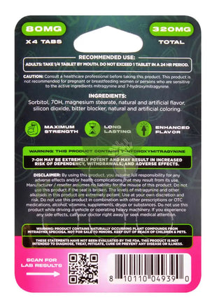 Ultra Seven Double Stacks 7 OH Watermelon Fruit Punch Chewable Tablets 320mg 4 count Hydroxy