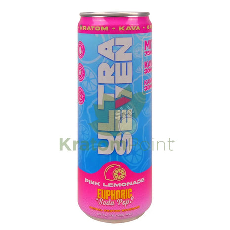 Ultra Seven Pink Lemonade Herbal Kratom Euphoric Soda Pop 12fl oz