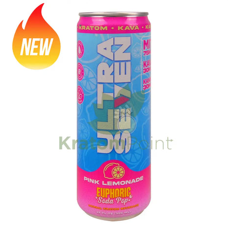 Ultra Seven Pink Lemonade Herbal Kratom Euphoric Soda Pop 12fl oz