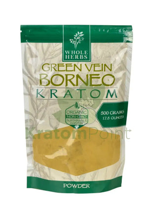 Whole Herbs Kratom 17.5Oz Green Vein Borneo Powder Wholeherbs