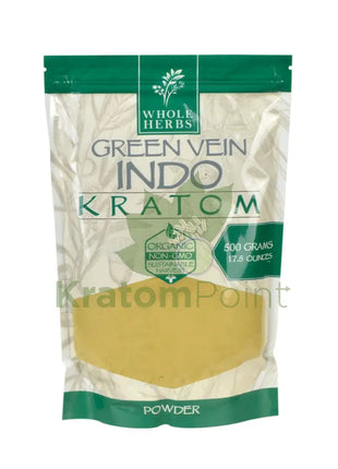 Whole Herbs Kratom 17.5Oz Green Vein Indo Powder Wholeherbs
