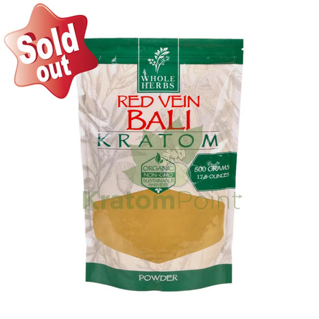 Whole Herbs Red Vein Bali Kratom Powder, 17.5oz
