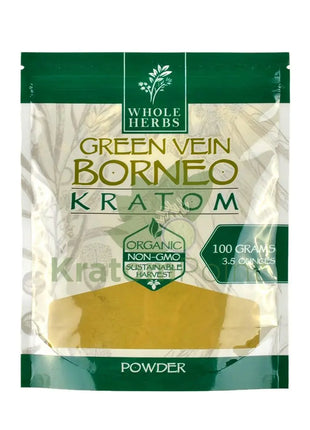 Whole Herbs Kratom 3.5Oz Green Vein Borneo Powder Wholeherbs
