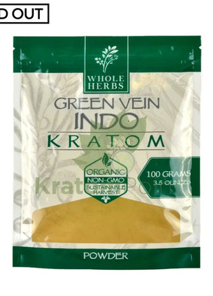 Whole Herbs Kratom 3.5Oz Green Vein Indo Powder Wholeherbs