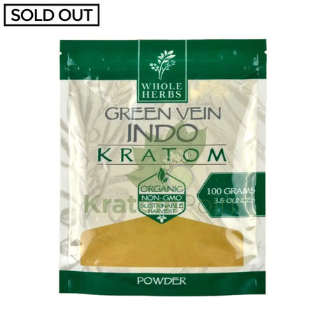 Whole Herbs Kratom 3.5Oz Green Vein Indo Powder Wholeherbs