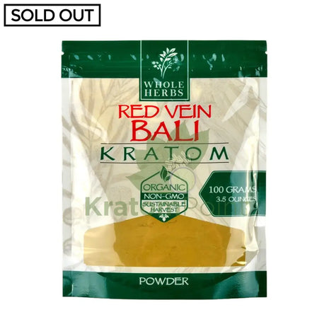Whole Herbs Kratom 3.5Oz Red Vein Bali Powder Wholeherbs