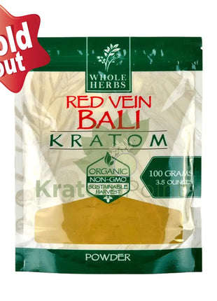Whole Herbs Kratom 3.5Oz Red Vein Bali Powder Wholeherbs