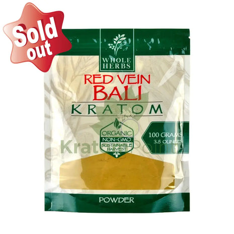 Whole Herbs Kratom 3.5Oz Red Vein Bali Powder Wholeherbs