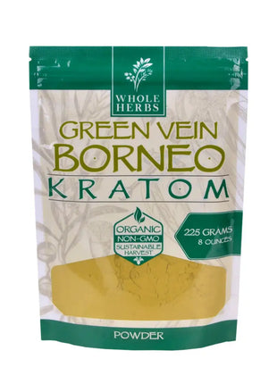 Whole Herbs Kratom, 8oz Green Vein Borneo Powder