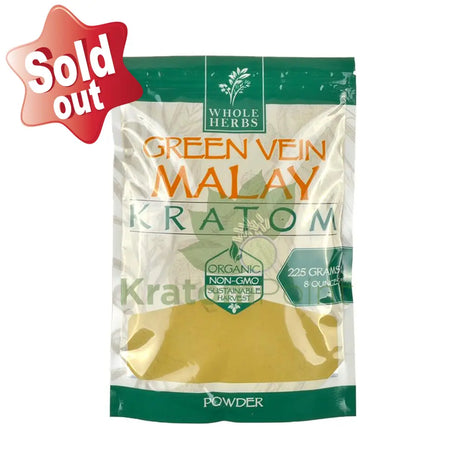 Whole Herbs Kratom powder Green Vein Malay 8oz
