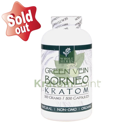 Whole Herbs Kratom Green Vein Borneo 500Ct Capsules Wholeherbs