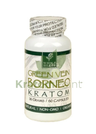 Whole Herbs Kratom capsules 60 count Green Vein Borneo