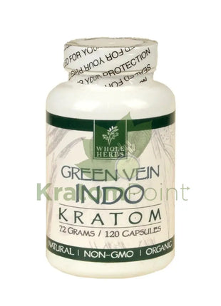 Whole Herbs Kratom capsules 120 count Green Vein Indo