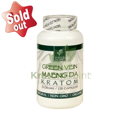 Whole Herbs Kratom capsules 120 count Green Vein Maeng Da