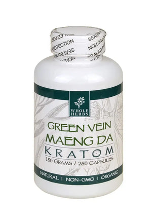 Whole Herbs Kratom Green Vein Maeng Da 250Ct Capsules Wholeherbs