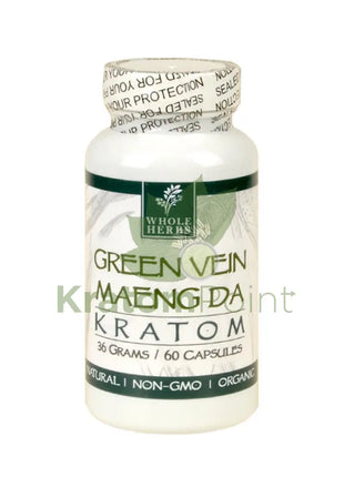 Whole Herbs Kratom capsules 60 count Green Vein Maeng Da