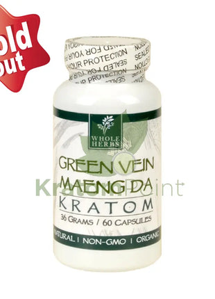 Whole Herbs Kratom capsules 60 count Green Vein Maeng Da