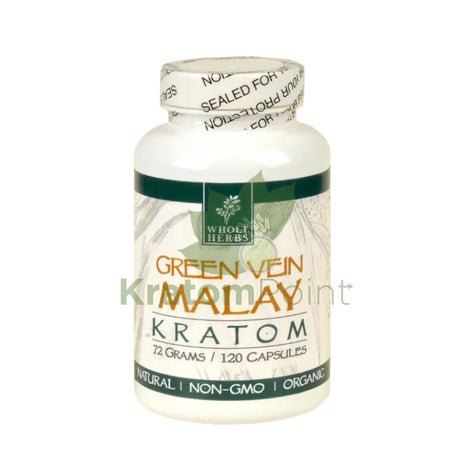 Whole Herbs Kratom capsules 120 count Green Vein Malay