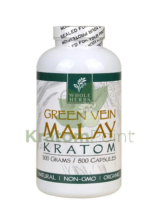 Whole Herbs Green Vein Malay Kratom 500 count capsules