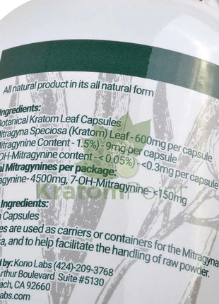 Whole Herbs Kratom Green Vein Malay 500Ct Capsules Wholeherbs
