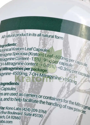 Whole Herbs Kratom Green Vein Malay 500Ct Capsules Wholeherbs