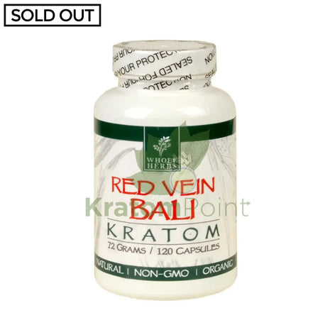 Whole Herbs Kratom capsules 120 count Red Vein Bali