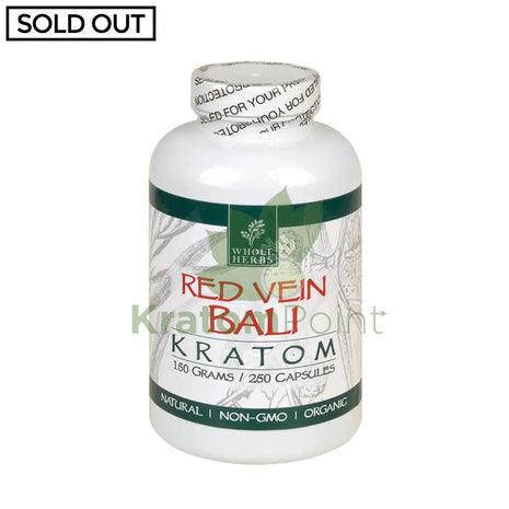 Whole Herbs Kratom Red Vein Bali 250Ct Capsules Wholeherbs