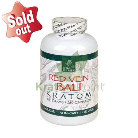 Whole Herbs Kratom Red Vein Bali 250Ct Capsules Wholeherbs