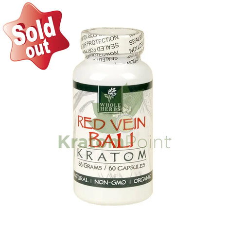 Whole Herbs Kratom capsules 60 count Red Vein Bali