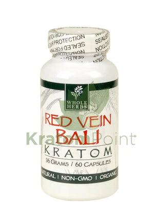 Whole Herbs Kratom capsules 60 count Red Vein Bali