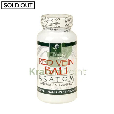 Whole Herbs Kratom capsules 60 count Red Vein Bali