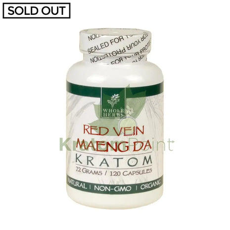 Whole Herbs Kratom capsules 120 count Red Vein Maeng Da