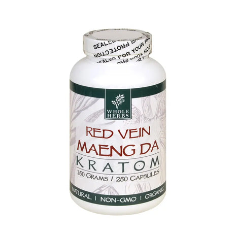 Whole Herbs Kratom Red Vein Maeng Da 250Ct Capsules Wholeherbs