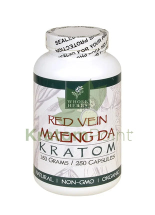 Whole Herbs Kratom Red Vein Maeng Da 250Ct Capsules Wholeherbs